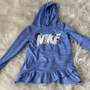 Nike Kids Heather Blue Hoodie with Ruffle Hem